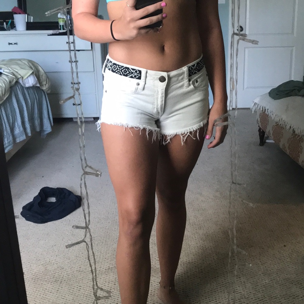 White jean shorts